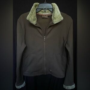 Wooly Bully Colorado Jacket Bark Brown Faux Fur Full Zip Pockets